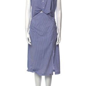 Frame Denim Blue and White Striped Midi Dress- peek a boo - size S/P